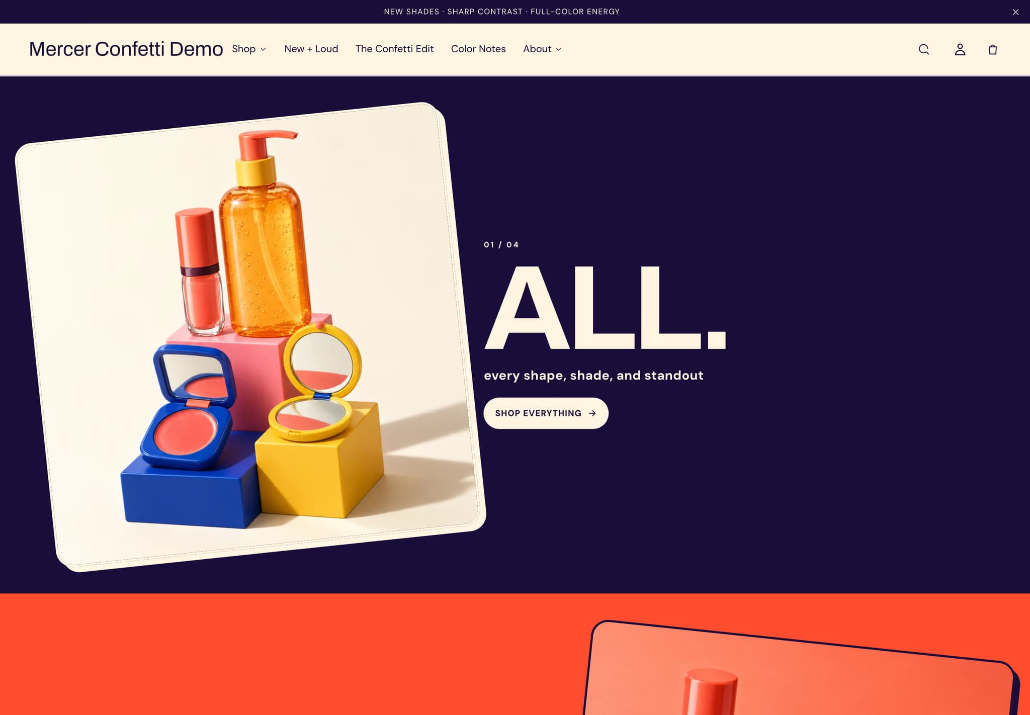 Confetti preset — home page