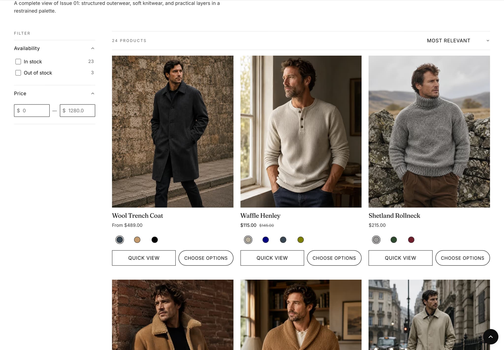 Mercer preset — collection grid