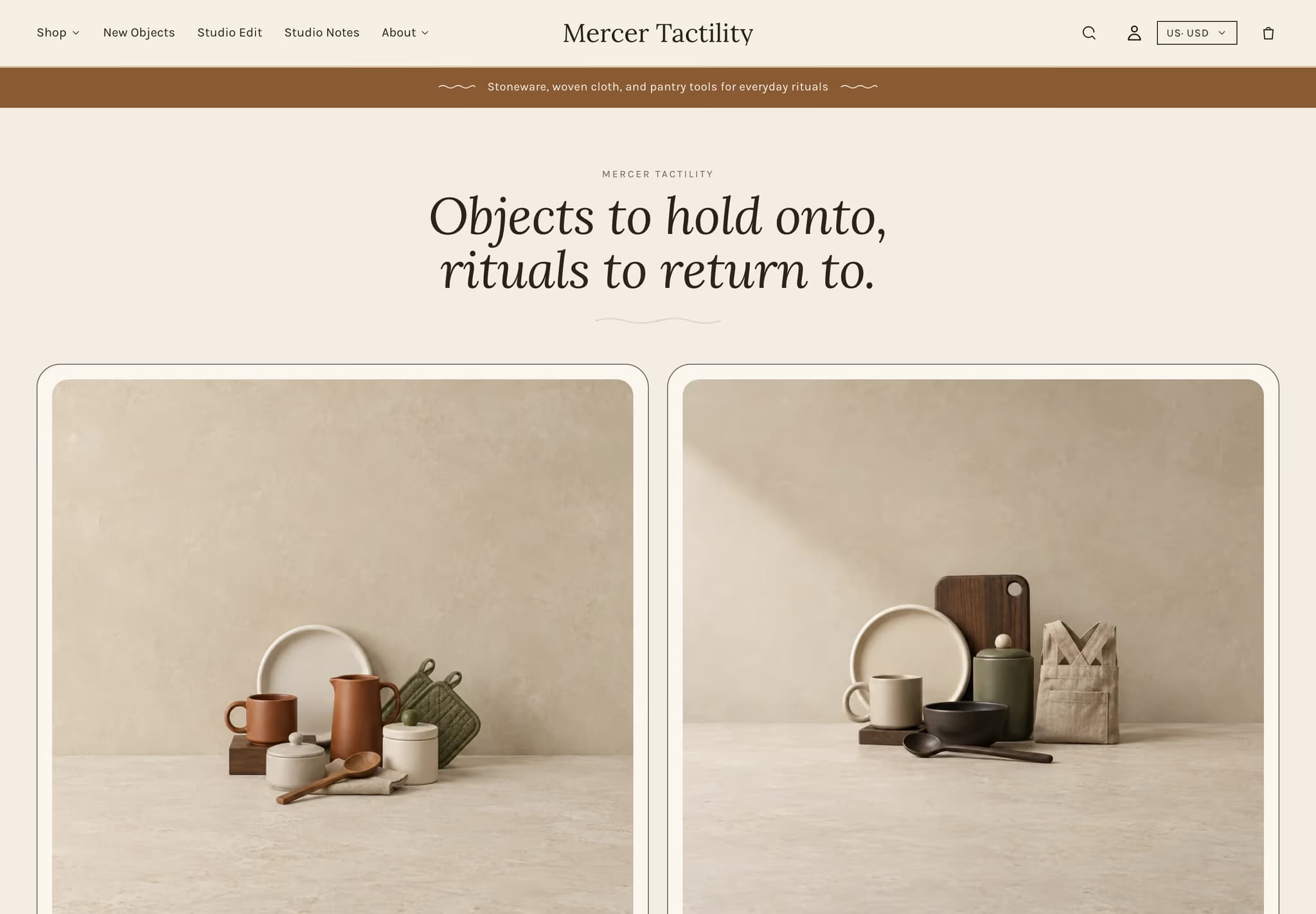Tactility preset — home page